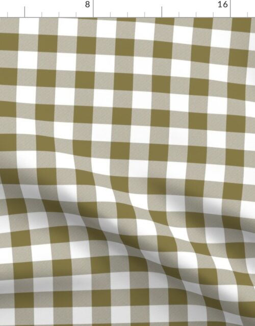 Moss  Green and White Gingham Check Fabric