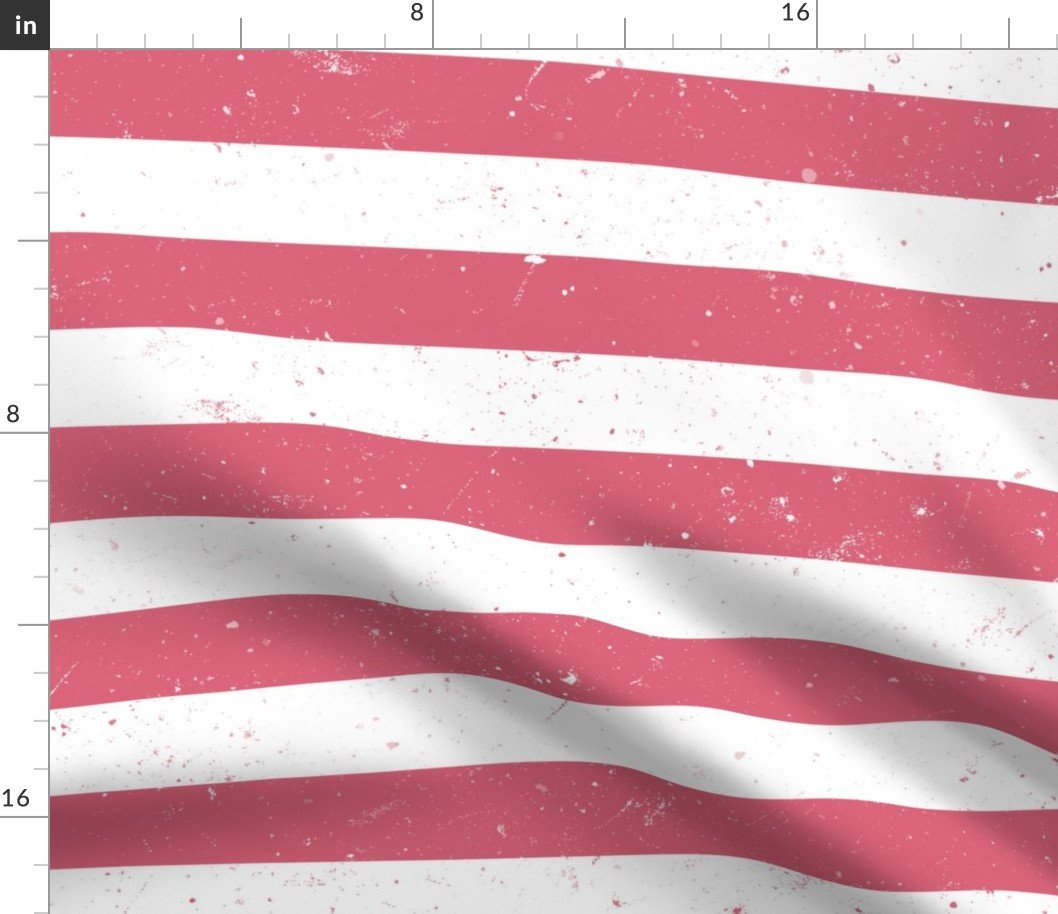 Nantucket Red and White Splattered Paint Horizontal Cabana Tent Stripe Fabric