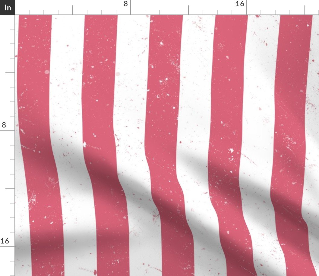 Nantucket Red and White Splattered Paint Vertical Cabana Tent Stripe Fabric