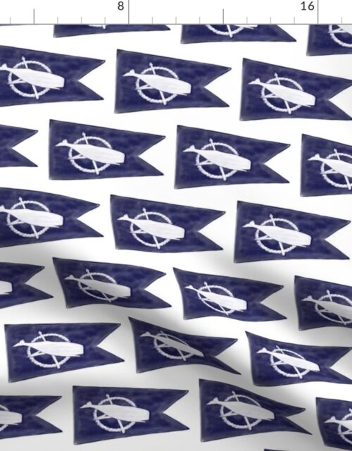 Nantucket Sperm Whale Burgee Flag   Handpainted on White Fabric