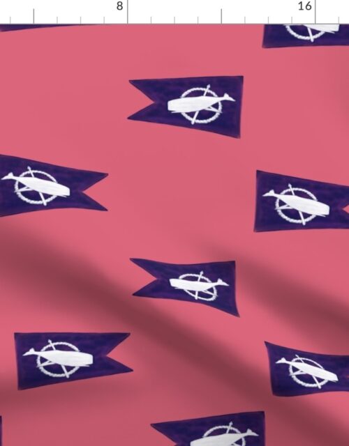 Nantucket Sperm Whale Burgee Flag  on Nantucket Red Hand-Painted Fabric