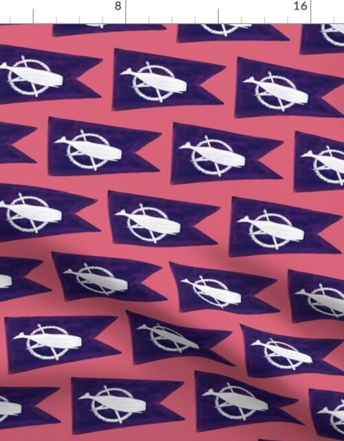 Nantucket Sperm Whale Burgee Flag  on Nantucket Red Hand-Painted Fabric