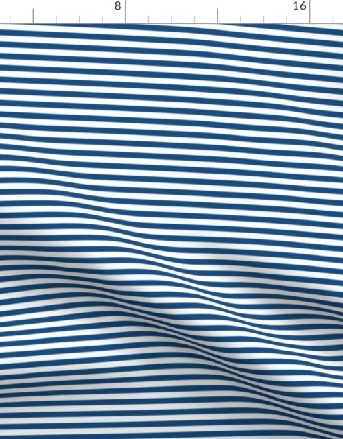 Narrow Horizontal ¼ inch Sailor stripes in Classic Blue and White Fabric