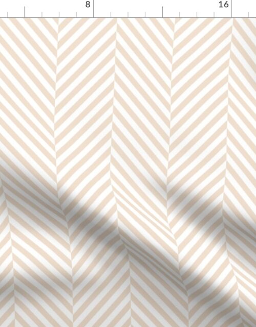 Natural and White Geometric Herringbone Pattern Fabric