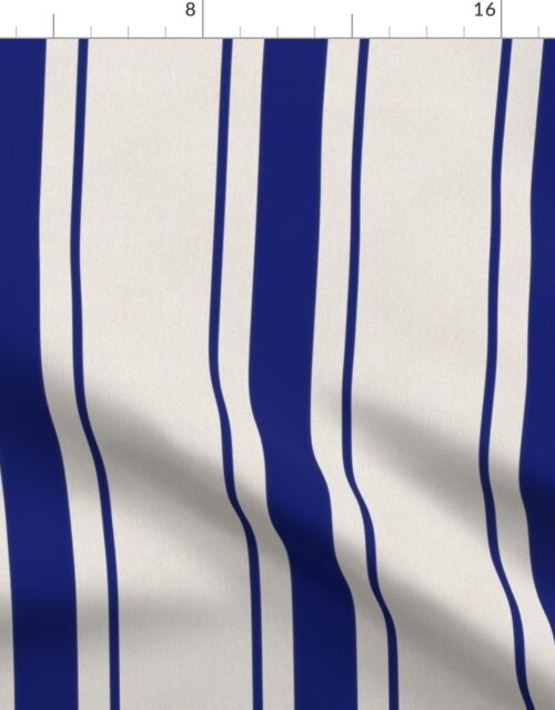 Navy Blue Antique Vintage Mattress Ticking Stripe on Cream Fabric