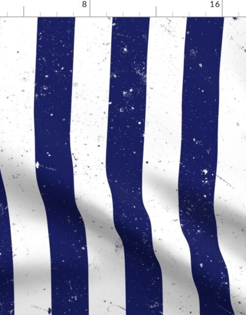 Navy Blue and White Splattered Paint Vertical Cabana Tent Stripe Fabric