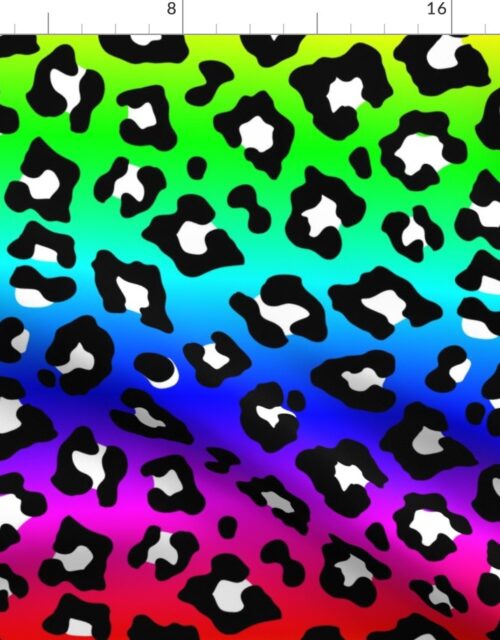 Neon Ombre Rainbow Leopard Spots Fabric