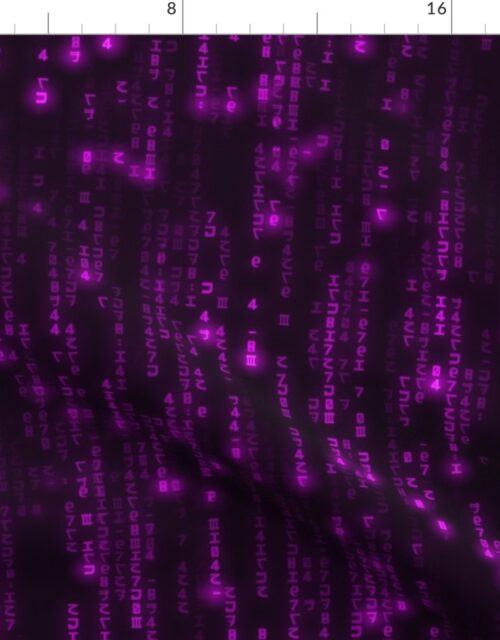 Neon Pink Digital Rain Computer Code Fabric