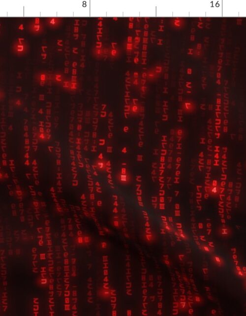 Neon Red Digital Rain Computer Code Fabric