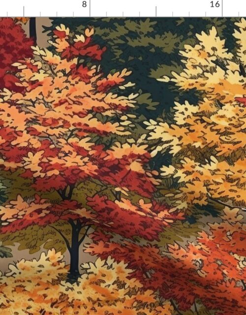 New England Endless Forest Fall Trees Fabric