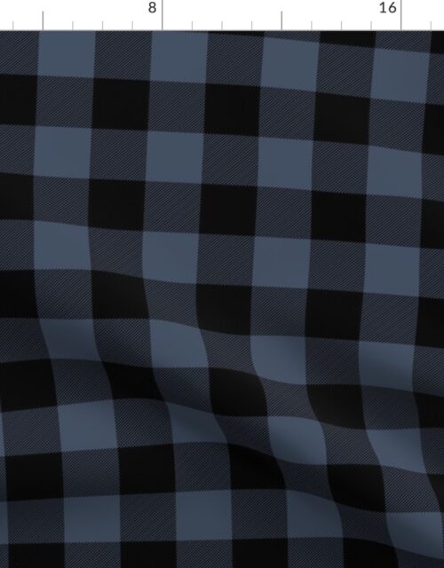 Night Black and Storm Blue Buffalo Check Gingham Fabric