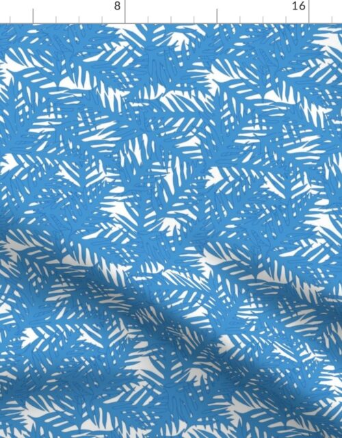 Ocean Blue Palm Leaves Fabric