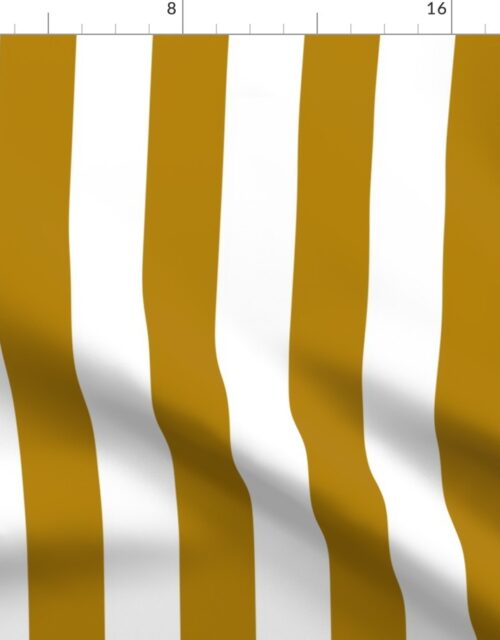 Ochre and White 2 Inch Vertical Cabana Stripes Fabric