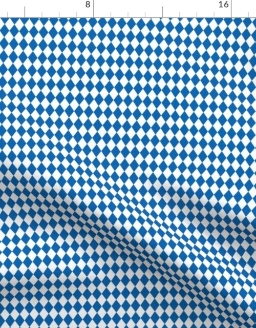 Oktoberfest 1/2 inch Bavarian Beer House Blue and White Large Diagonal Diamond Pattern Fabric