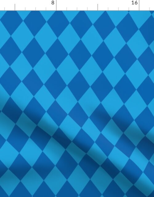 Oktoberfest 2 inch Bavarian Beer House Blue and Dark Blue Large Diagonal Diamond Pattern Fabric