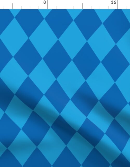 Oktoberfest 3 inch Bavarian Beer House Blue and Dark Blue Large Diagonal Diamond Pattern Fabric