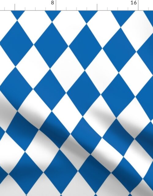 Oktoberfest 3 inch Bavarian Beer House Blue and White Large Diagonal Diamond Pattern Fabric