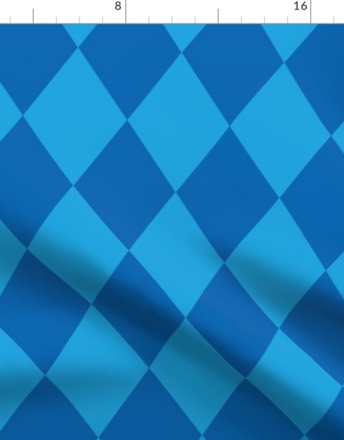 Oktoberfest 4 inch Bavarian Beer House Blue and Dark Blue Large Diagonal Diamond Pattern Fabric