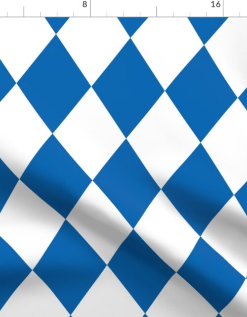 Oktoberfest 4 inch Bavarian Beer House Blue and White Large Diagonal Diamond Pattern Fabric