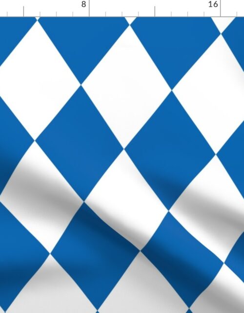 Oktoberfest 5 inch Bavarian Beer House Blue and White Large Diagonal Diamond Pattern Fabric