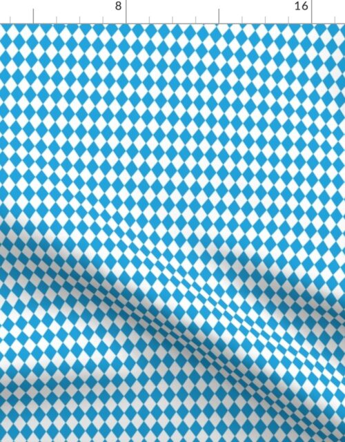 Oktoberfest Bavarian Beer Festival Blue and White 1/2 inch Diagonal Diamond Pattern Fabric
