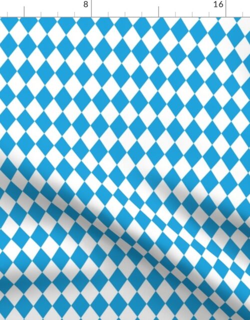 Oktoberfest Bavarian Beer Festival Blue and White 1 inch Diagonal Diamond Pattern Fabric
