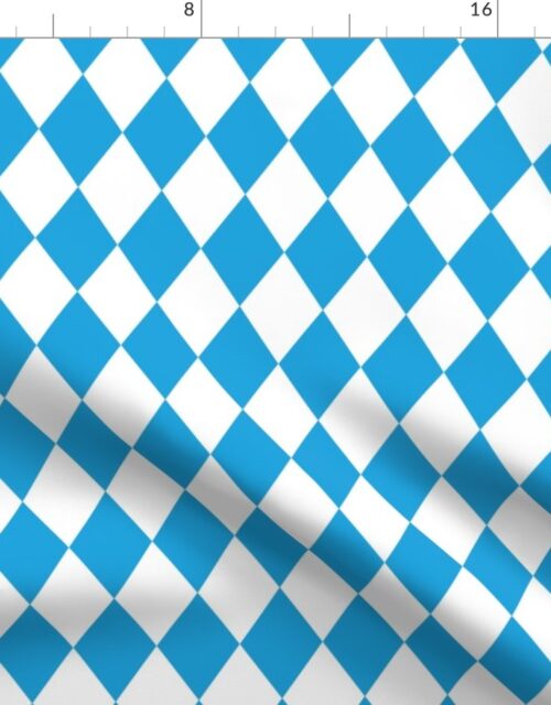 Oktoberfest Bavarian Beer Festival Blue and White 2 inch Diagonal Diamond Pattern Fabric
