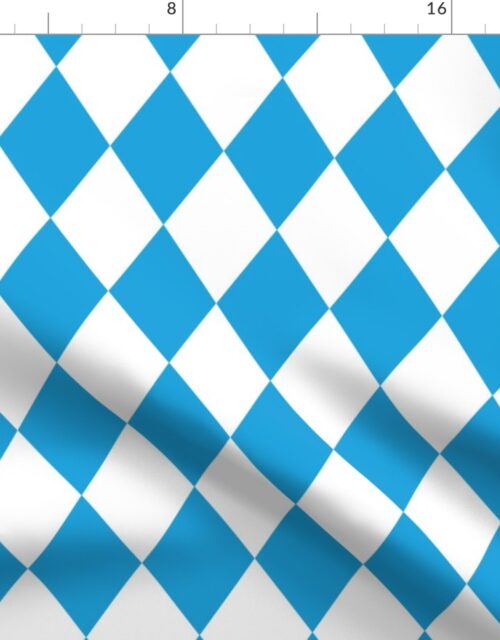 Oktoberfest Bavarian Beer Festival Blue and White 3 inch Diagonal Diamond Pattern Fabric