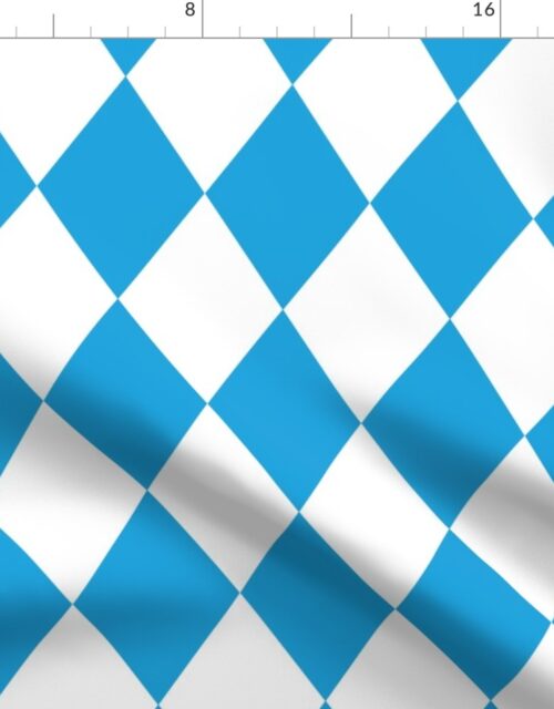 Oktoberfest Bavarian Beer Festival Blue and White 4 inch Diagonal Diamond Pattern Fabric
