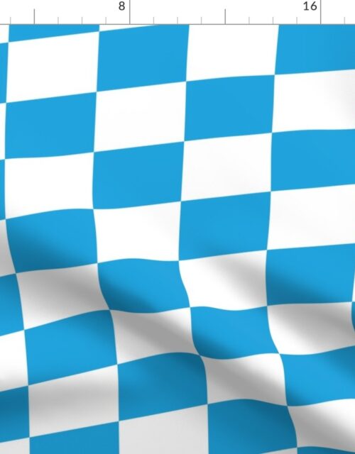 Oktoberfest Bavarian Beer Festival Blue and White Large Diagonal Diamond Pattern Fabric