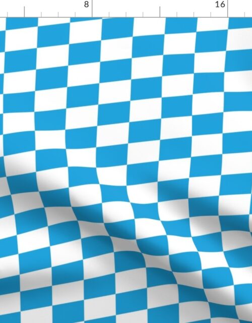 Oktoberfest Bavarian Beer Festival Blue and White Medium Diagonal Diamond Pattern Fabric