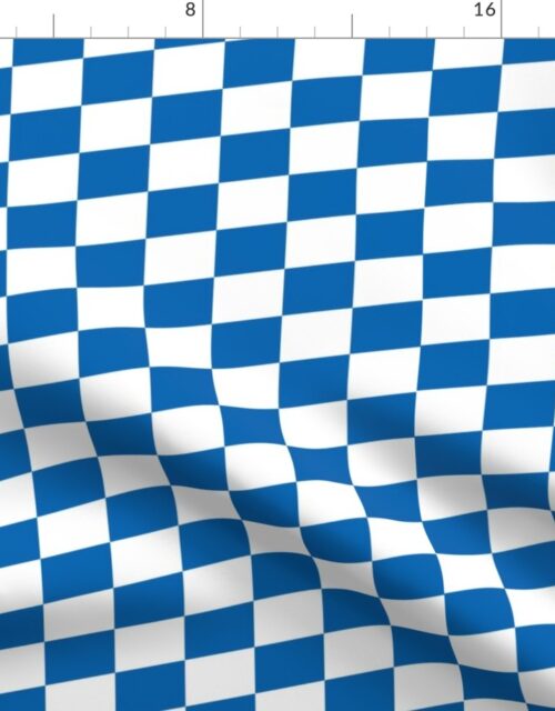Oktoberfest Bavarian Beer House Blue and White Medium Diagonal Diamond Pattern Fabric