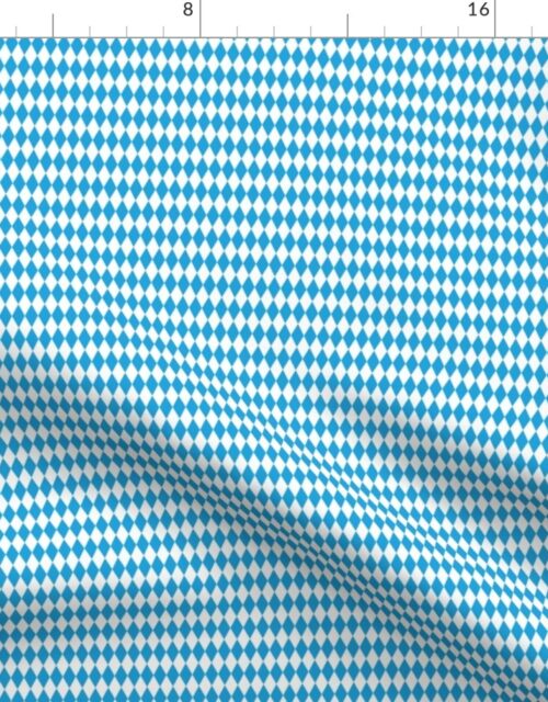 Oktoberfest Bavarian Blue and White Micro 3/4 inch Diagonal Diamond Pattern Fabric