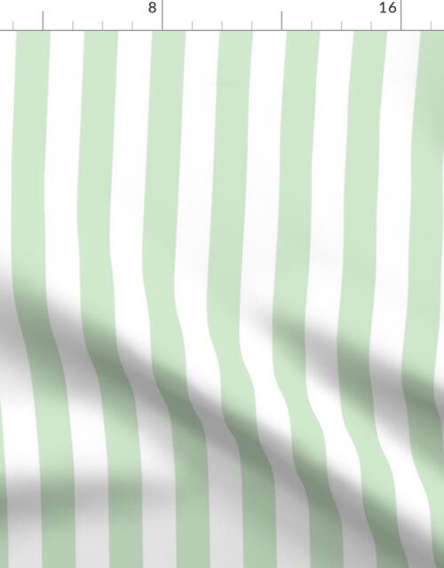 One Inch Beach Hut Stripes in Springtime Mint and White Fabric