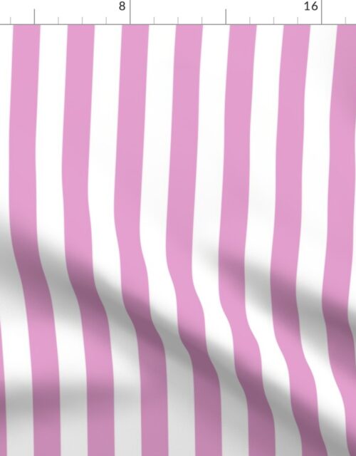 One Inch Beach Hut Stripes in Springtime Pink and White Fabric