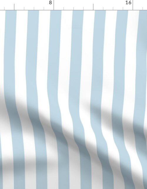 One Inch Beach Hut Stripes in Springtime Sky Blue and White Fabric
