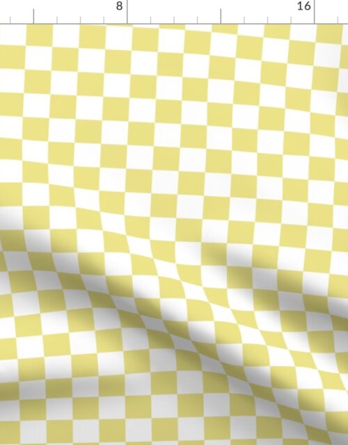 One Inch Checks in Springtime Forsythia Yellow and White Fabric