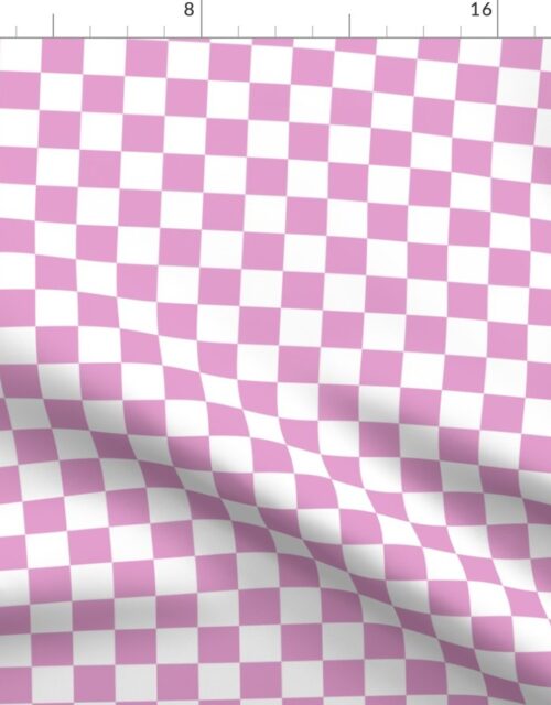 One Inch Checks in Springtime Pink and White Fabric