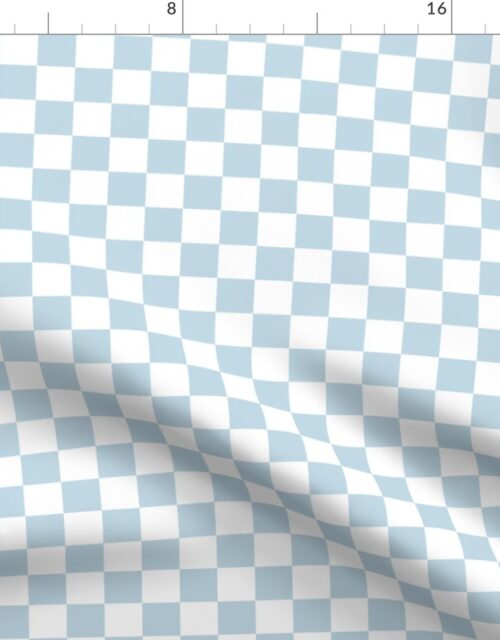 One Inch Checks in Springtime Sky Blue and White Fabric