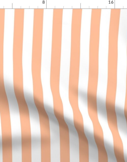 One Inch Stripe in Peach Fuzz Color of the Year 2024 and White Fabric