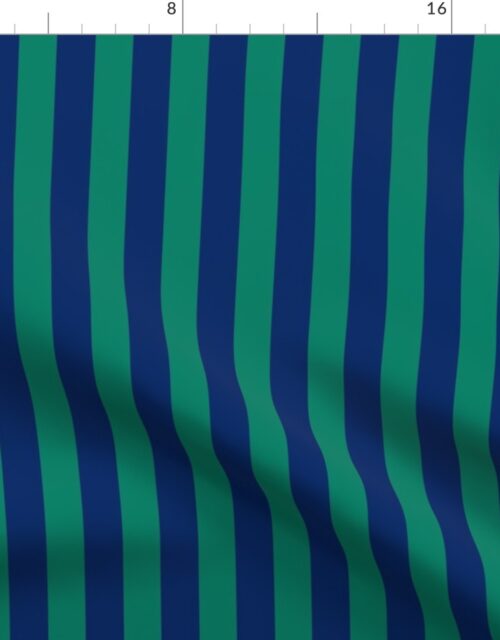 One Inch Vertical Blue and Green FC School Colors Stripes Fabric