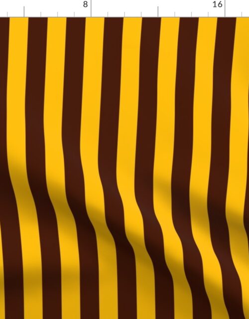 One Inch Vertical Brown and Gold BV School Colors Stripes Fabric