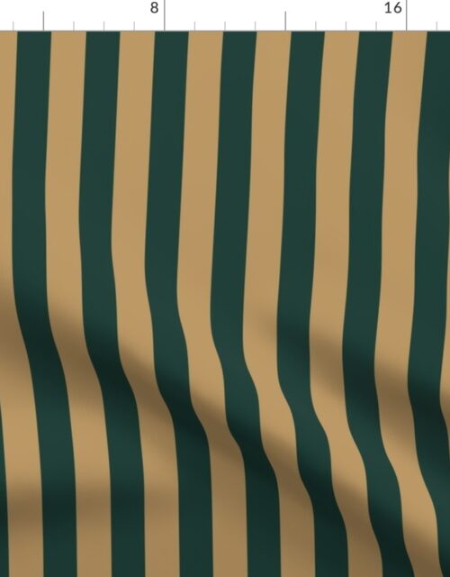 One Inch Vertical Gold and Green AD School Colors Stripes Fabric