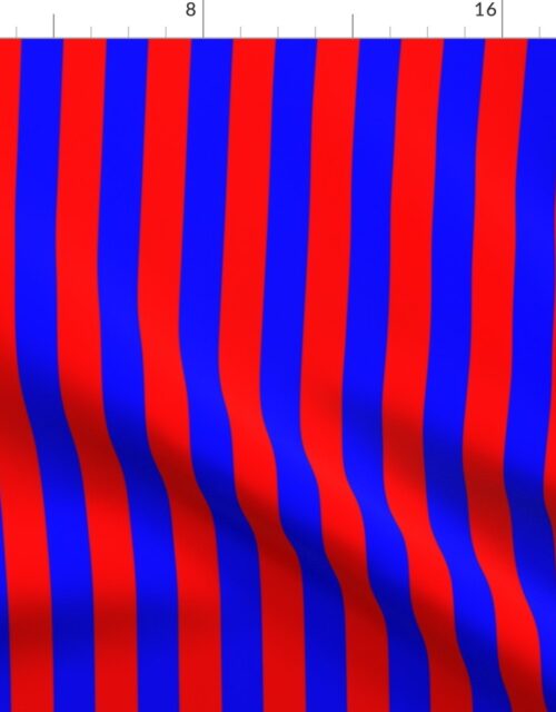 One Inch Vertical Red and Blue School Colors Stripes Fabric