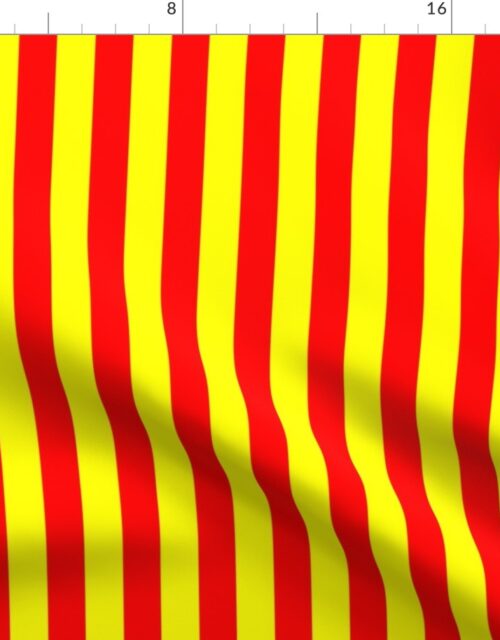 One Inch Vertical Red and Yellow School Colors Stripes Fabric