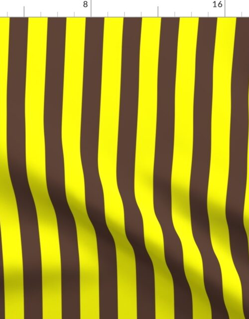 One Inch Vertical Yellow and Brown School Colors Stripes Fabric