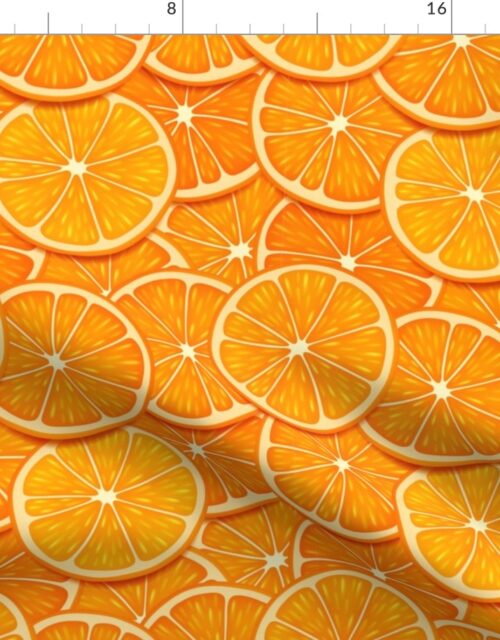 Orange Citrus 5 inch Fruit Slices in a Zesty Repeat Pattern Fabric