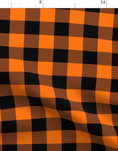 Orange and Black Buffalo Check Gingham Plaid Fabric