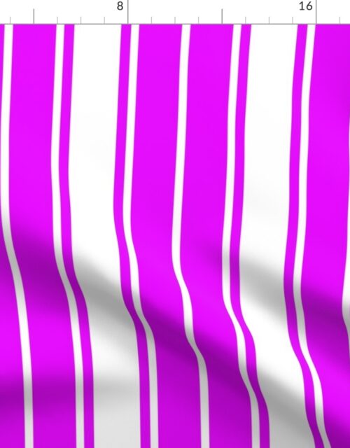 Orlando Orchid and White Vertical French Stripe Fabric