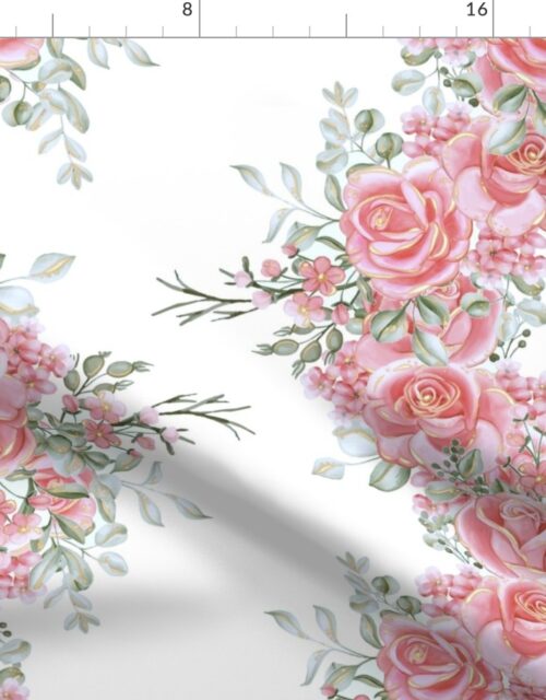 Pale Pink Floral Vertical Intertwining Garlands Fabric